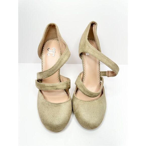 Journee‎ Collection Pumps Size 6.5 Tan Womens Zeera Heels Slip On Round Toe - Picture 3 of 9